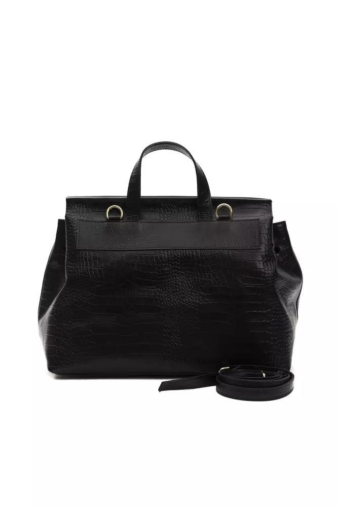 Pompei Donatella Black Leather Women Handbag - Arichezz.store