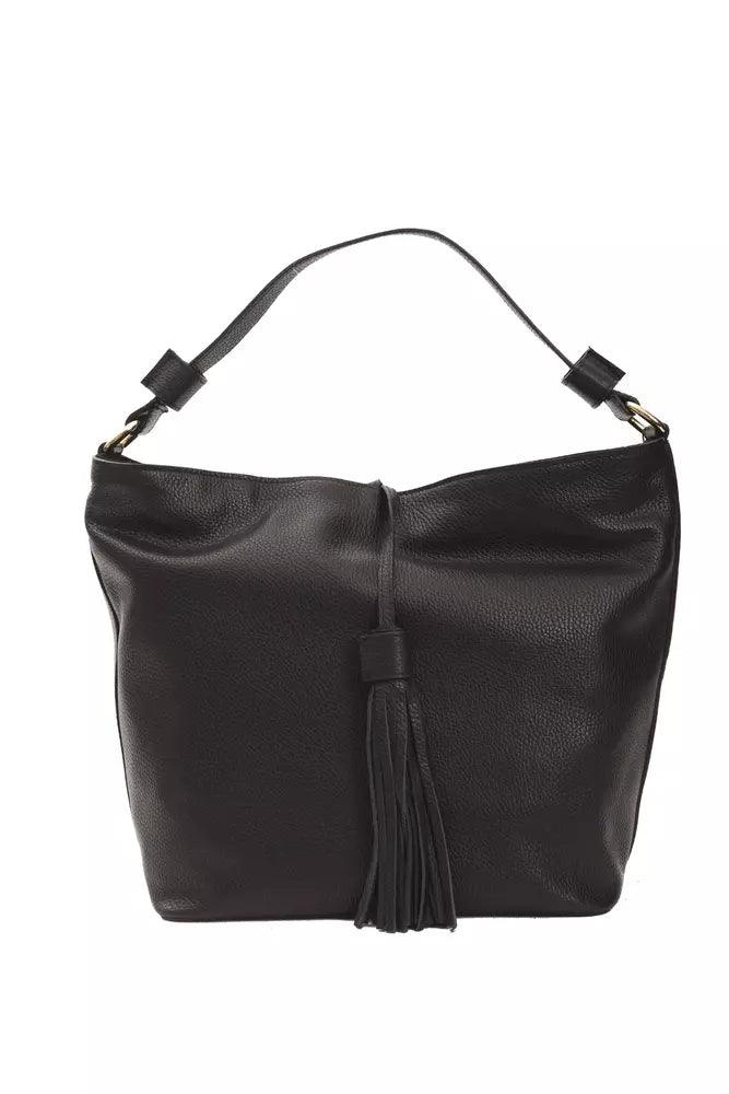 Pompei Donatella Black Leather Women Shoulder Bag - Arichezz.store