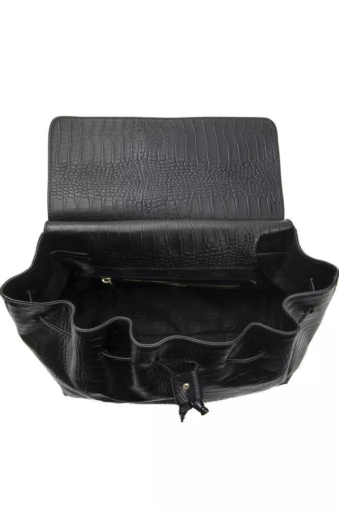 Pompei Donatella Black Leather Women Handbag - Arichezz.store