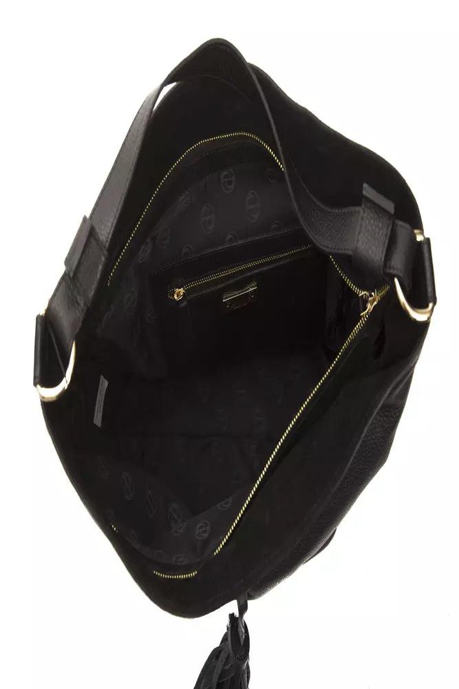 Pompei Donatella Black Leather Women Shoulder Bag - Arichezz.store