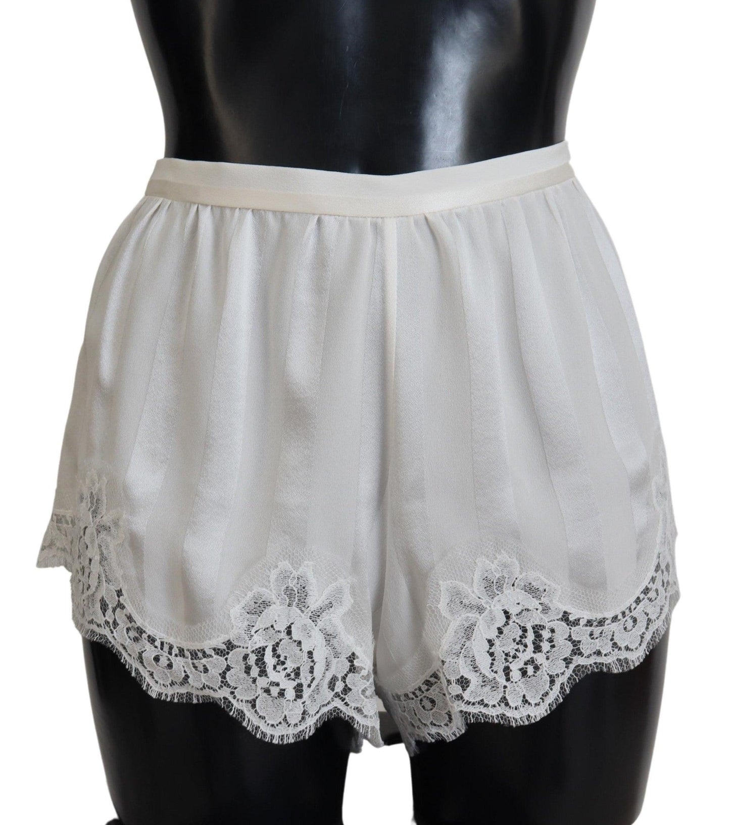 Dolce & Gabbana Elegant White Lace Lingerie Shorts - Arichezz.store