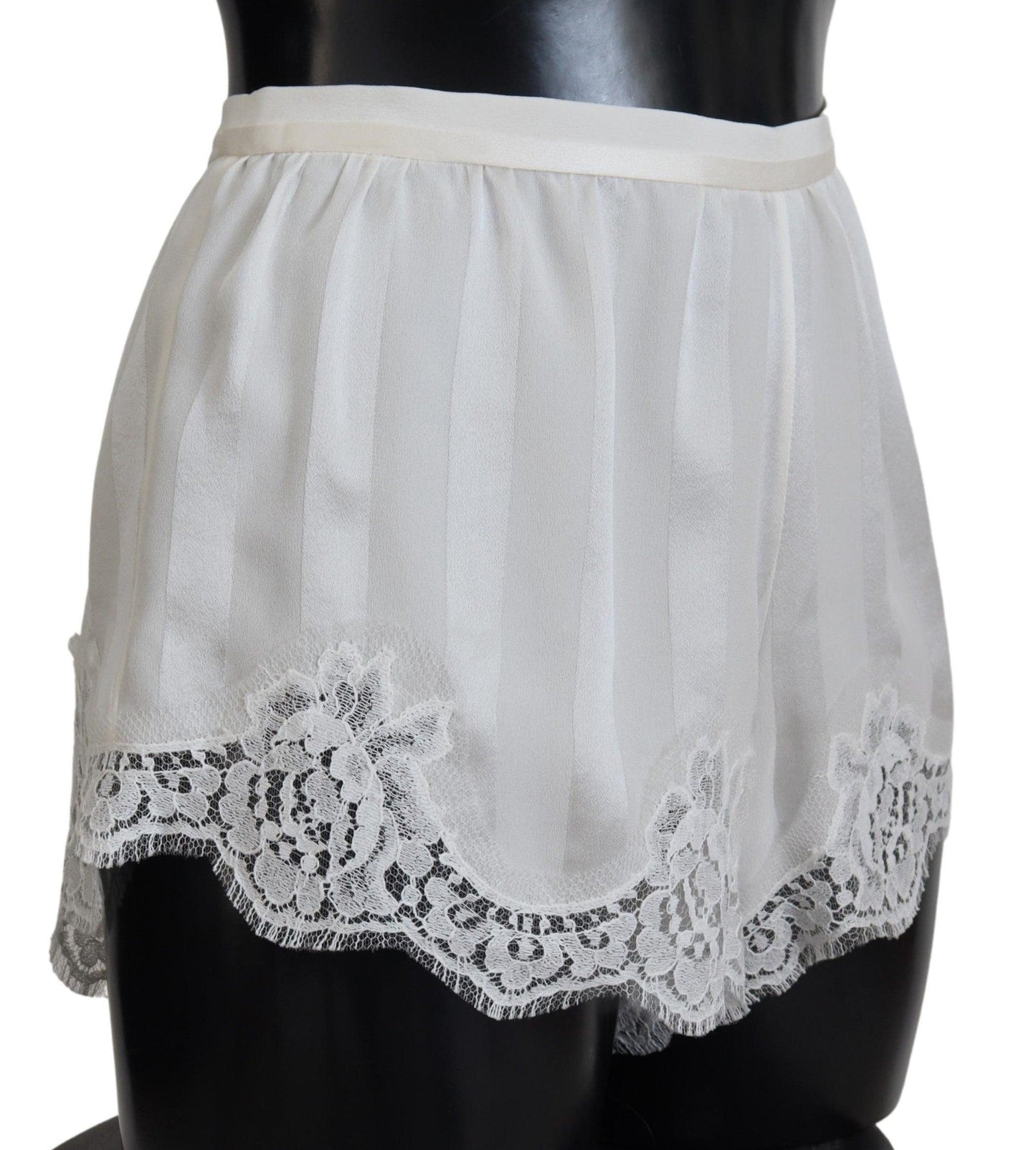 Dolce & Gabbana Elegant White Lace Lingerie Shorts - Arichezz.store