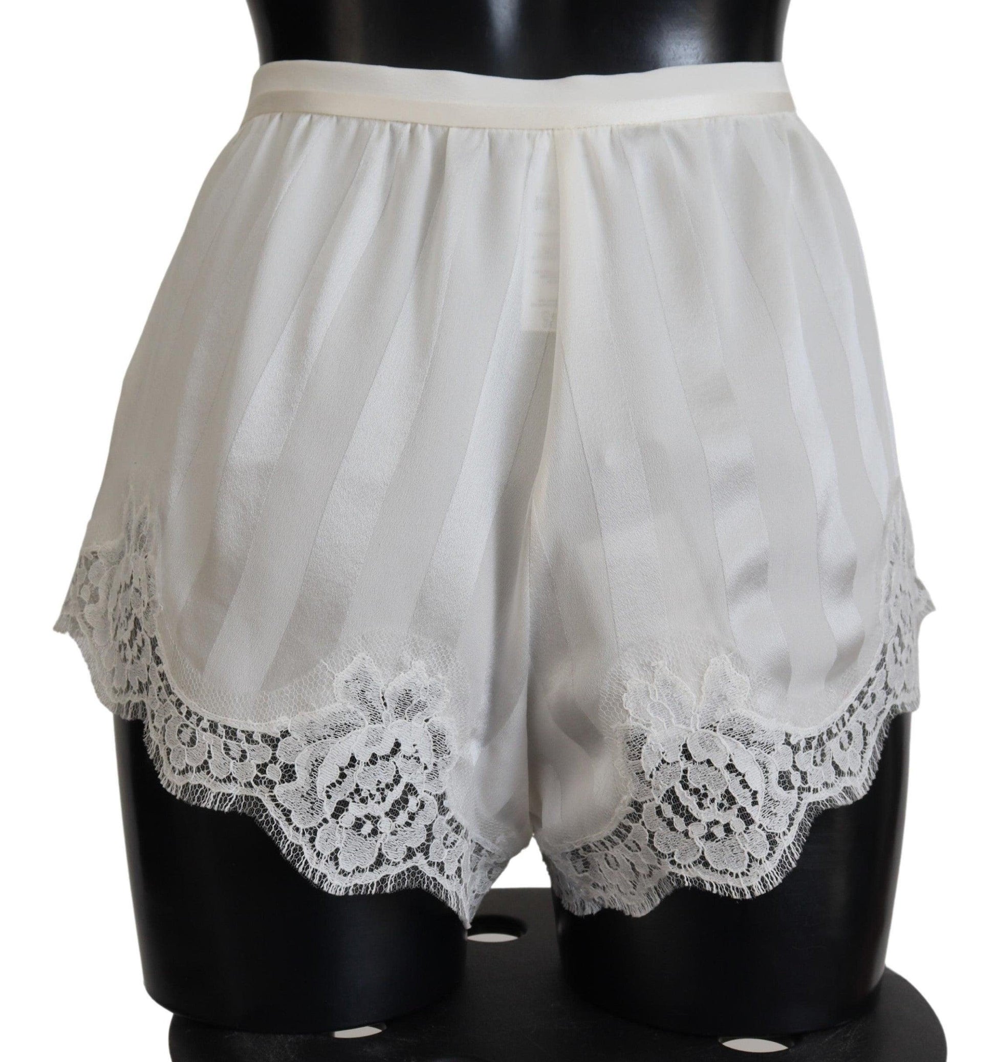 Dolce & Gabbana Elegant White Lace Lingerie Shorts - Arichezz.store