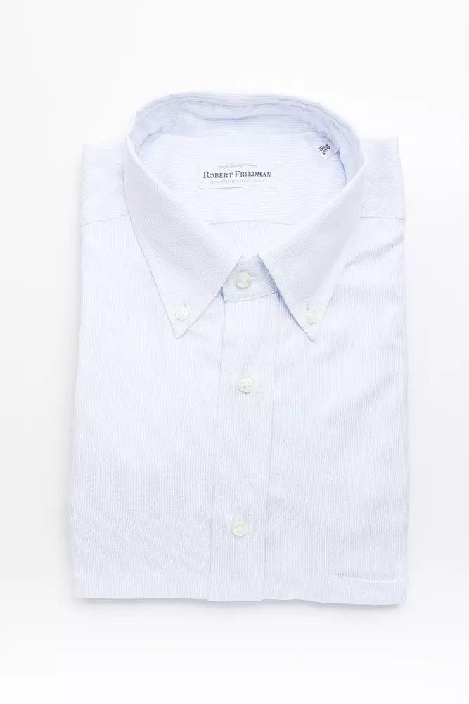 Robert Friedman Light Blue Cotton Men Shirt - Arichezz.store