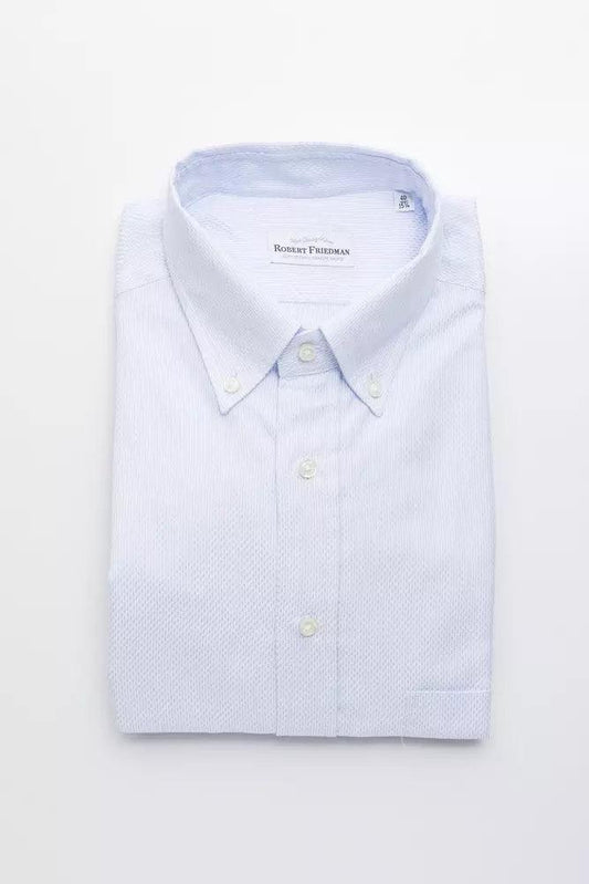 Robert Friedman Light Blue Cotton Men Shirt - Arichezz.store