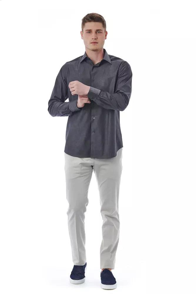 Bagutta Gray Cotton Men Shirt