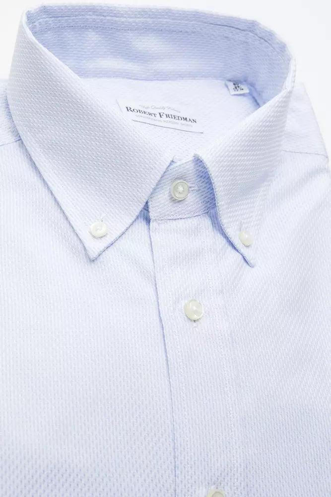 Robert Friedman Light Blue Cotton Men Shirt - Arichezz.store