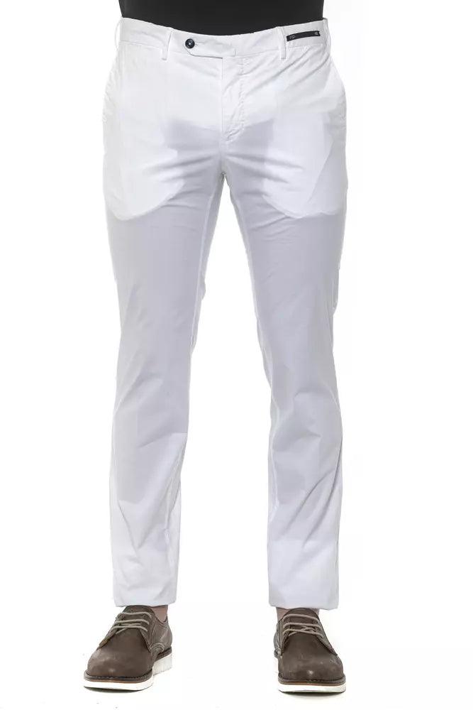 PT Torino White Cotton Mens Trouser - Arichezz.store