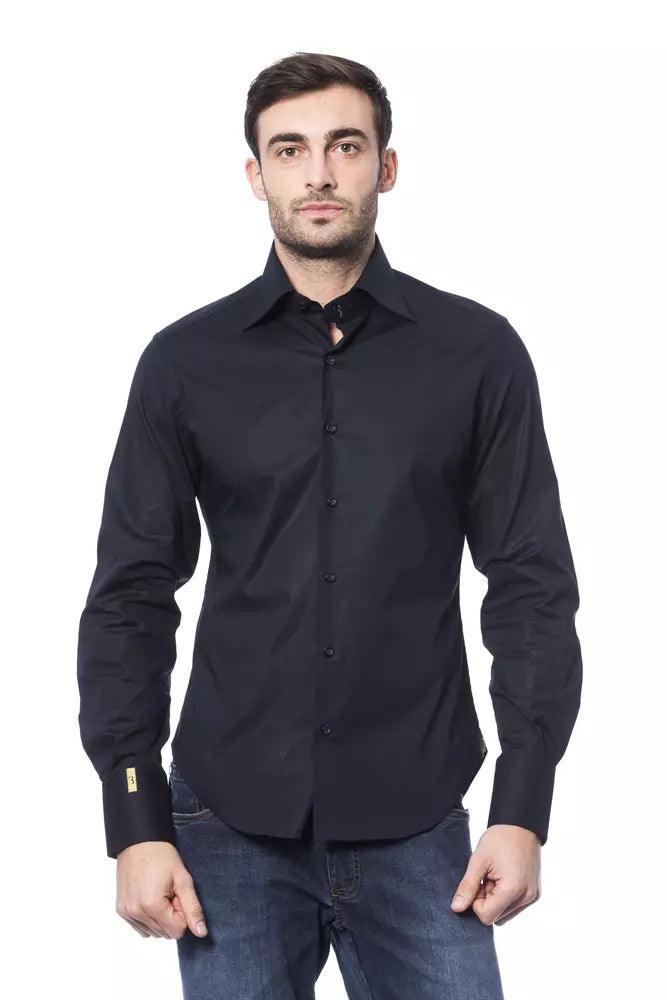 Billionaire Italian Couture Blue Cotton Men Shirt - Arichezz.store