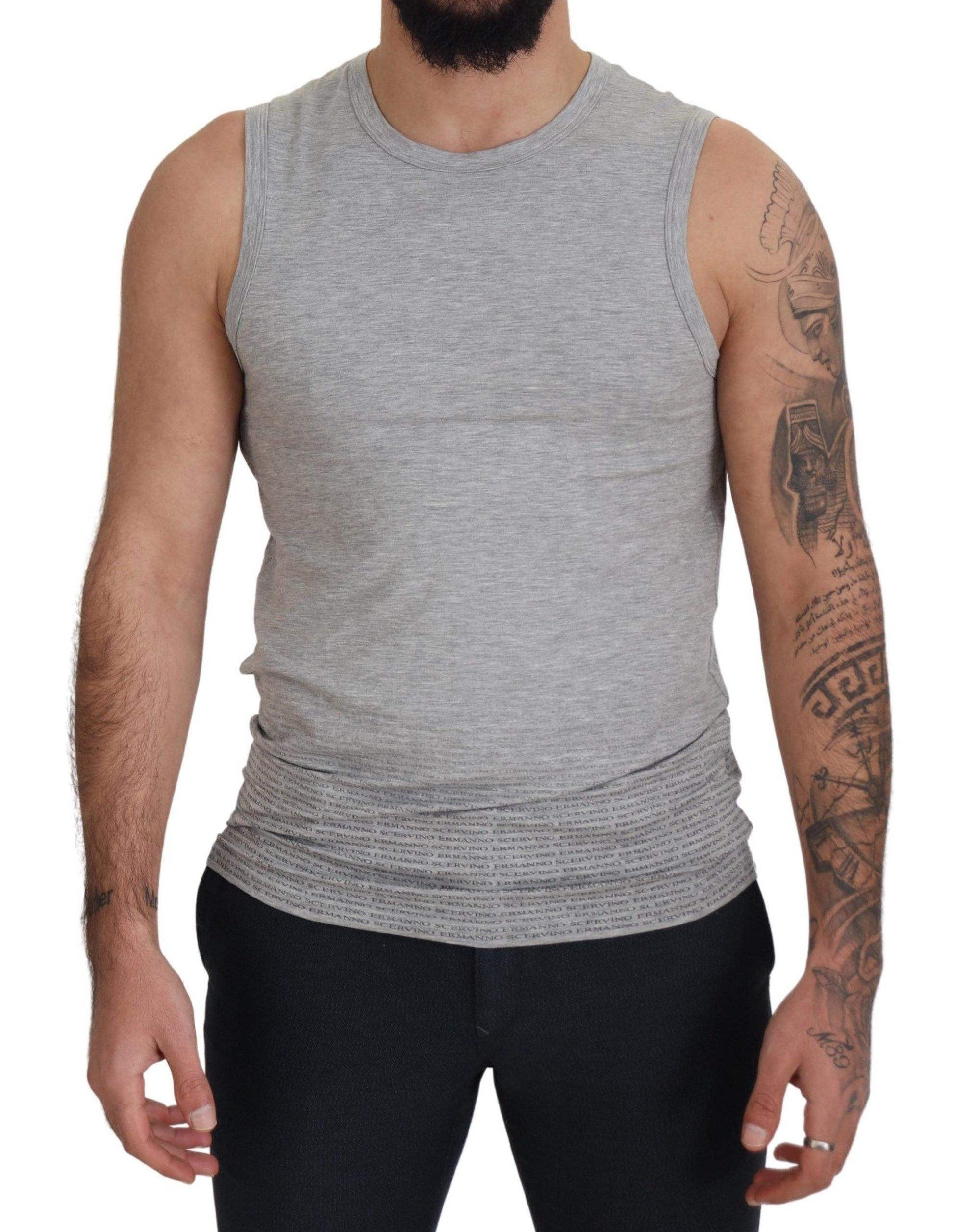 Ermanno Scervino Chic Gray Sleeveless Crewneck Tee - Arichezz.store