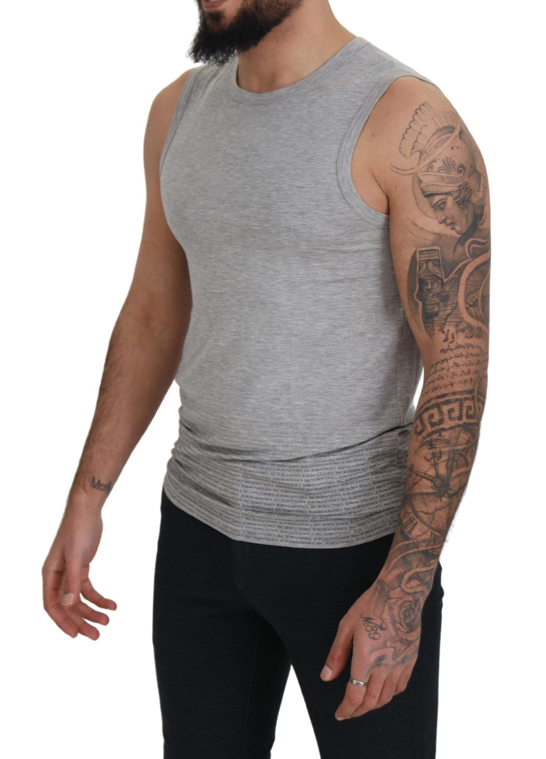 Ermanno Scervino Chic Gray Sleeveless Crewneck Tee - Arichezz.store