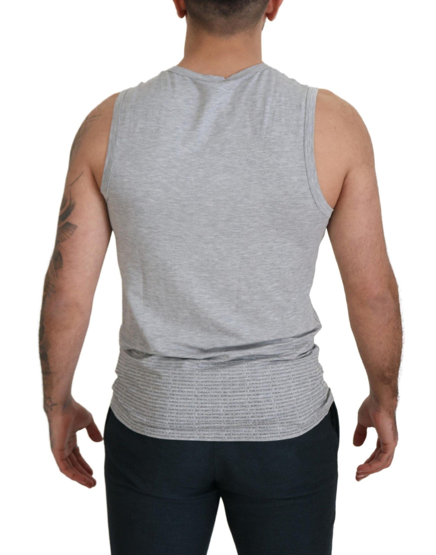 Ermanno Scervino Chic Gray Sleeveless Crewneck Tee - Arichezz.store