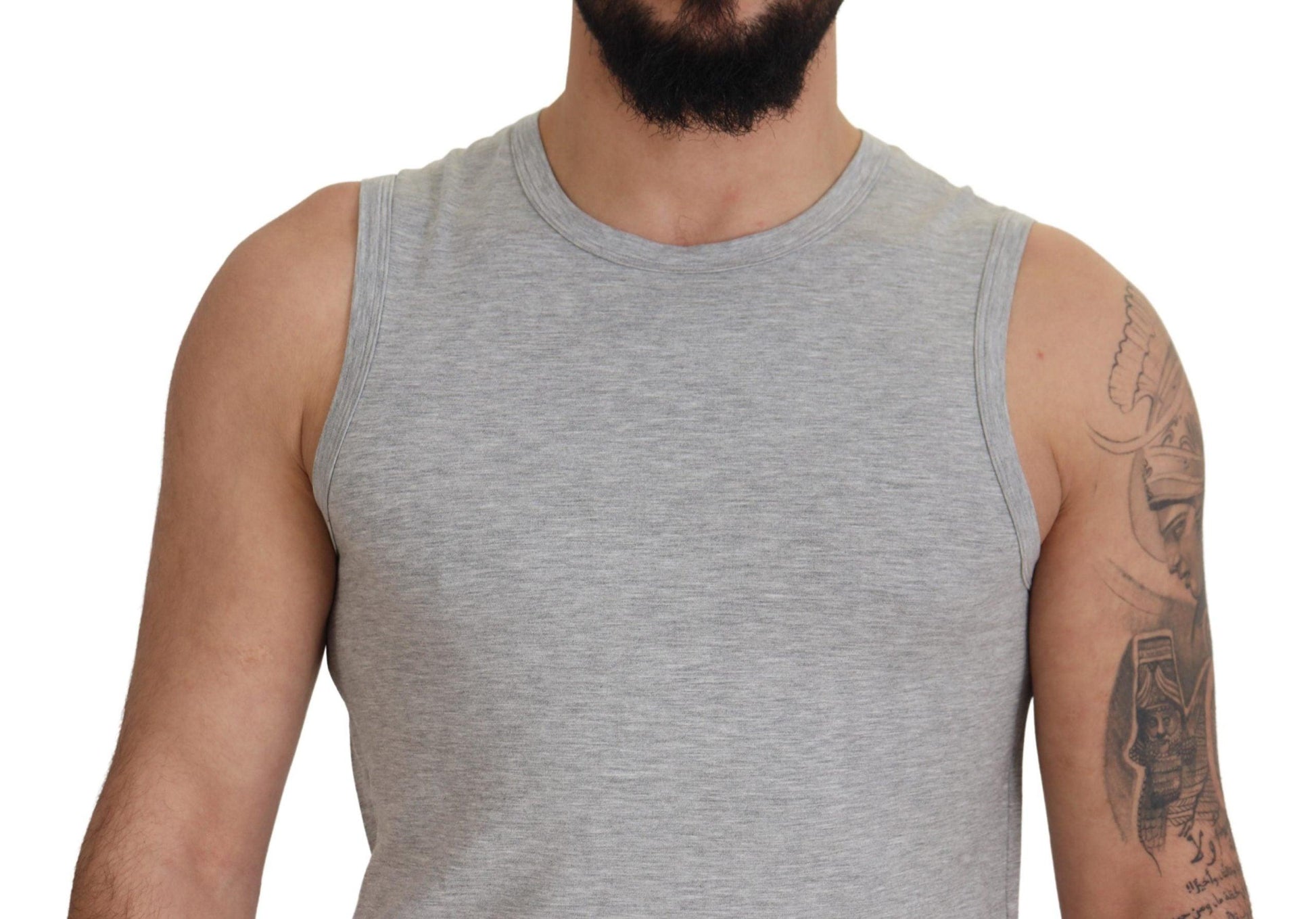 Ermanno Scervino Chic Gray Sleeveless Crewneck Tee - Arichezz.store