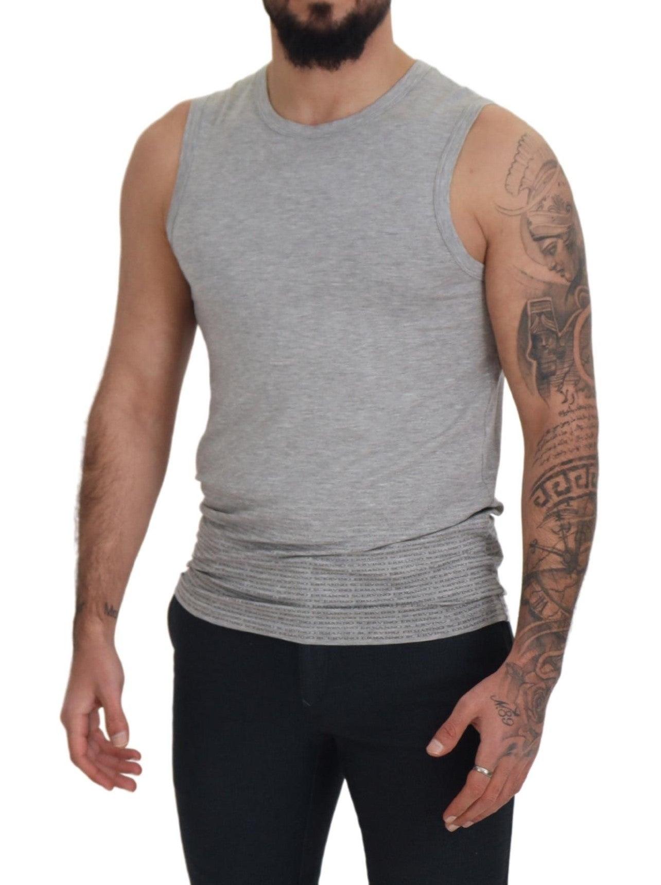 Ermanno Scervino Chic Gray Sleeveless Crewneck Tee - Arichezz.store