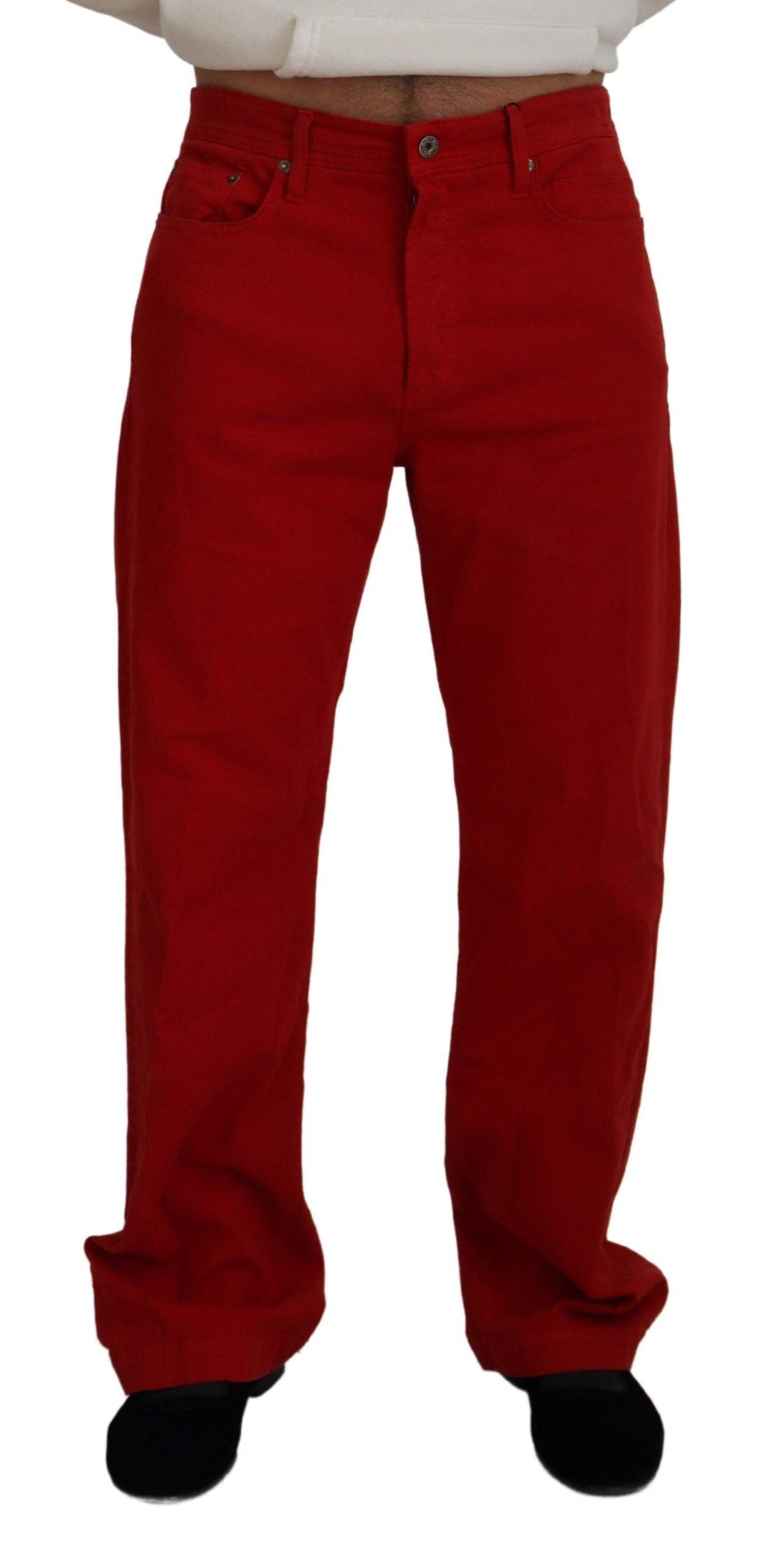 Dolce & Gabbana Chic Red Cotton Denim Pants - Arichezz.store