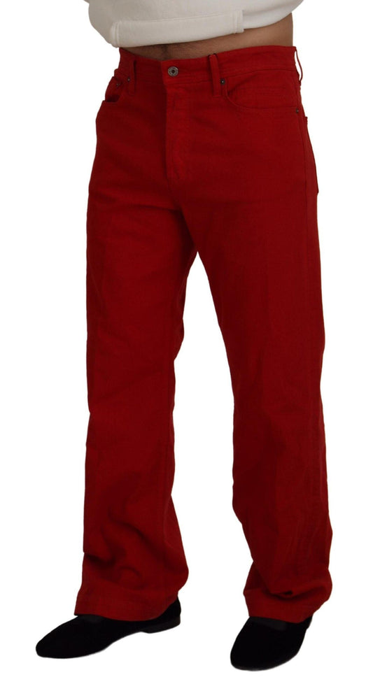 Dolce & Gabbana Chic Red Cotton Denim Pants - Arichezz.store