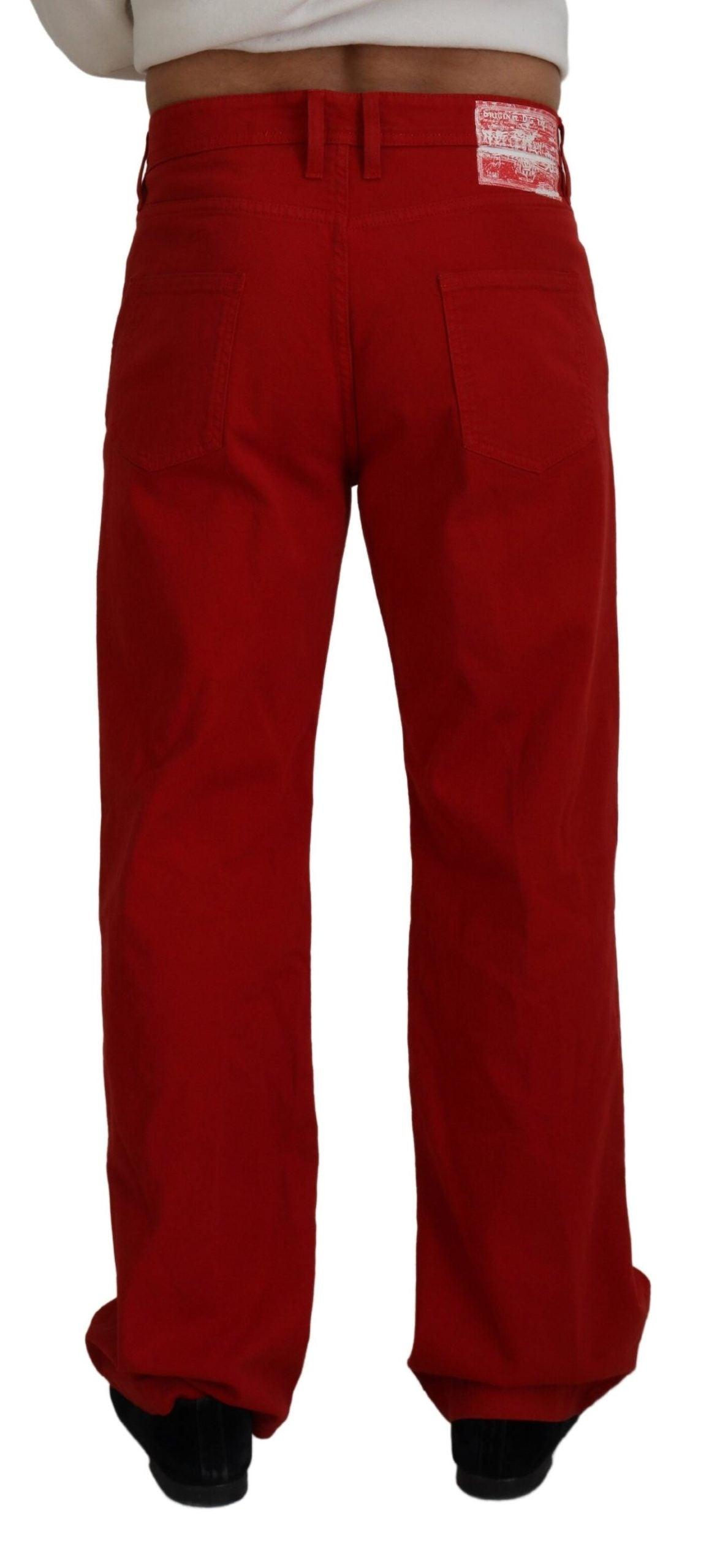 Dolce & Gabbana Chic Red Cotton Denim Pants - Arichezz.store