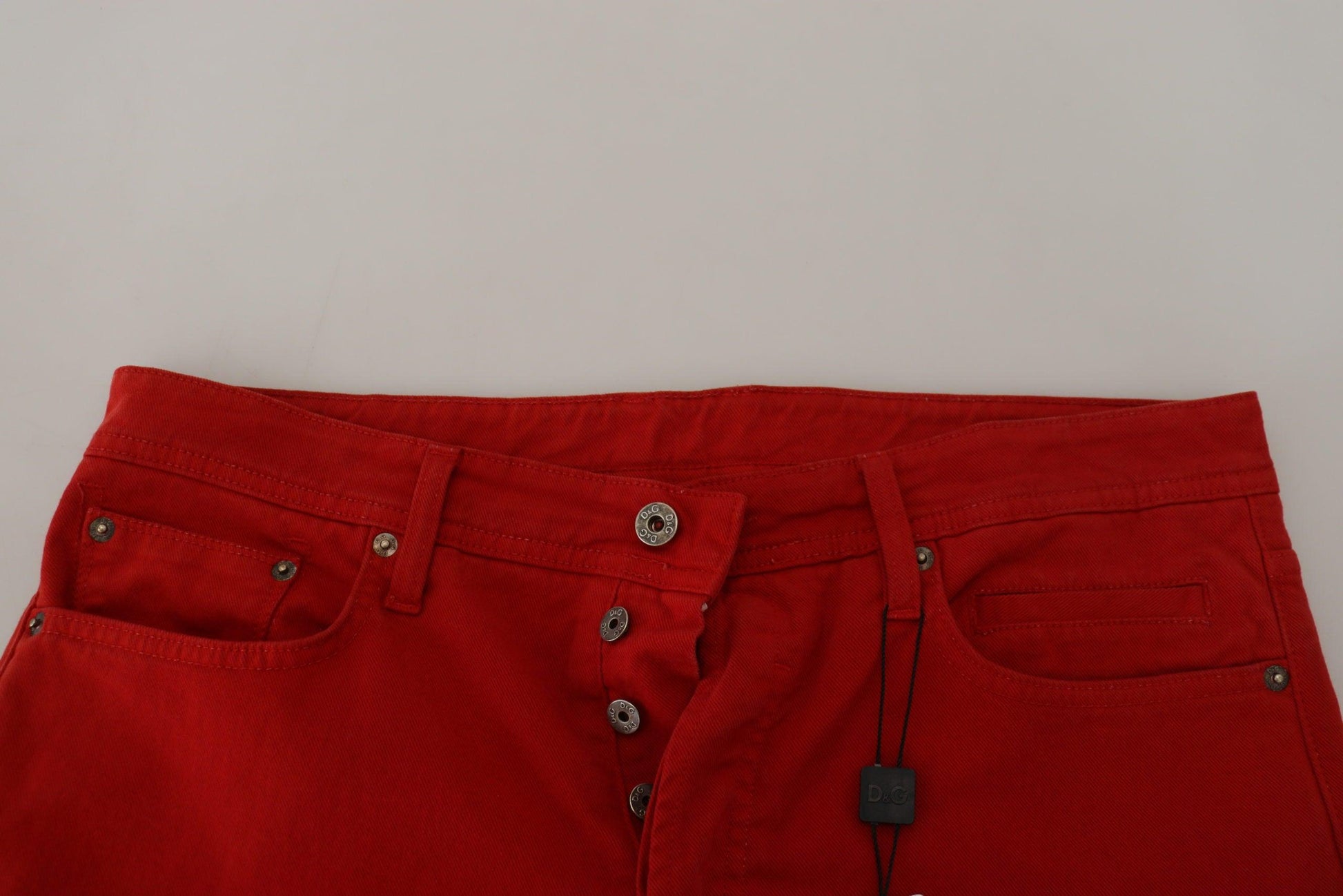 Dolce & Gabbana Chic Red Cotton Denim Pants - Arichezz.store