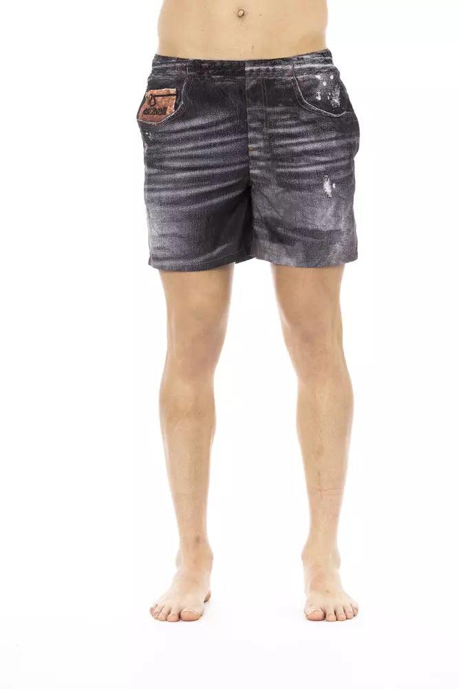 Just Cavalli Black Polyester Men Swim Short - Arichezz.store