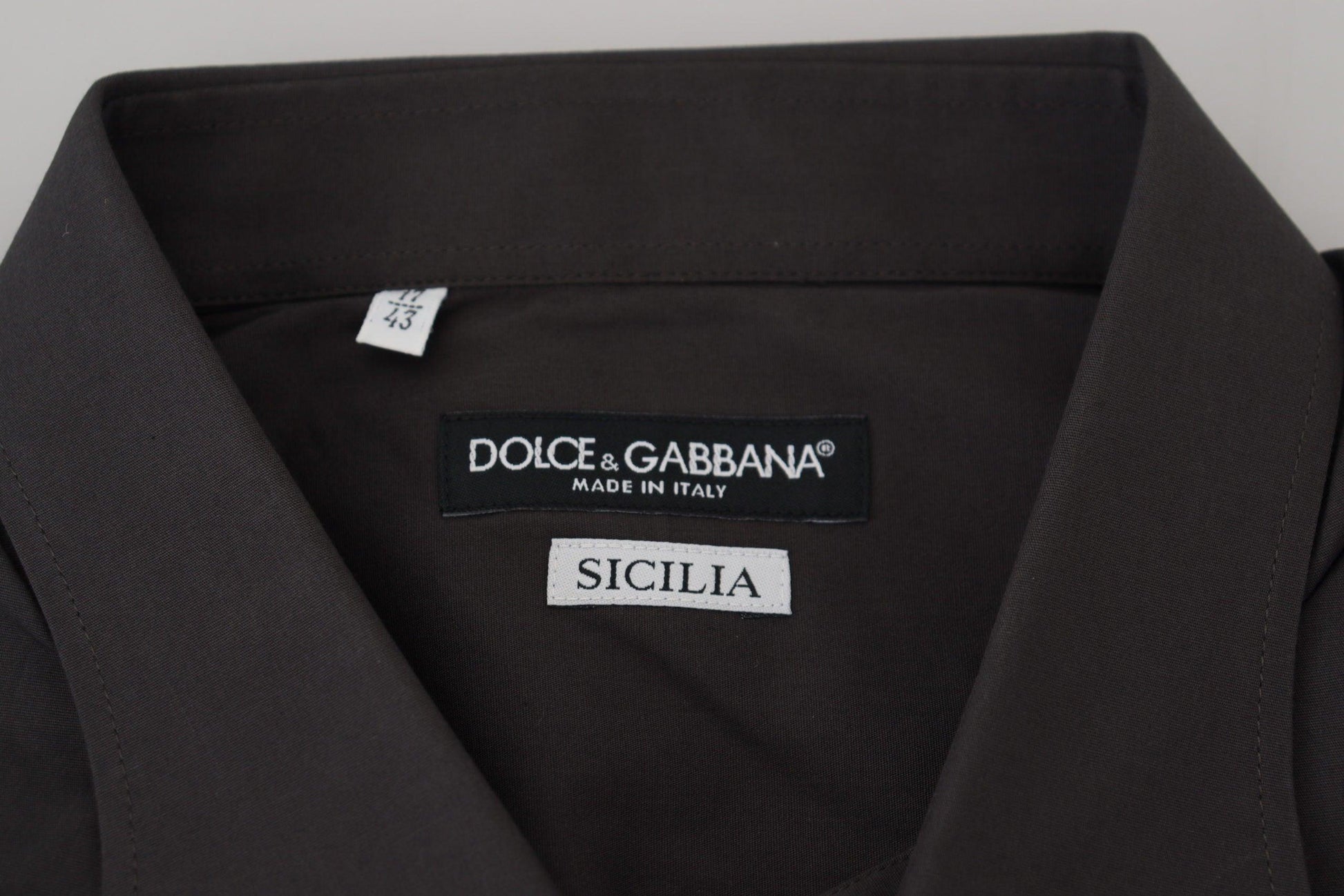 Dolce & Gabbana Elegant Gray Sicilia Slim Fit Dress Shirt - Arichezz.store