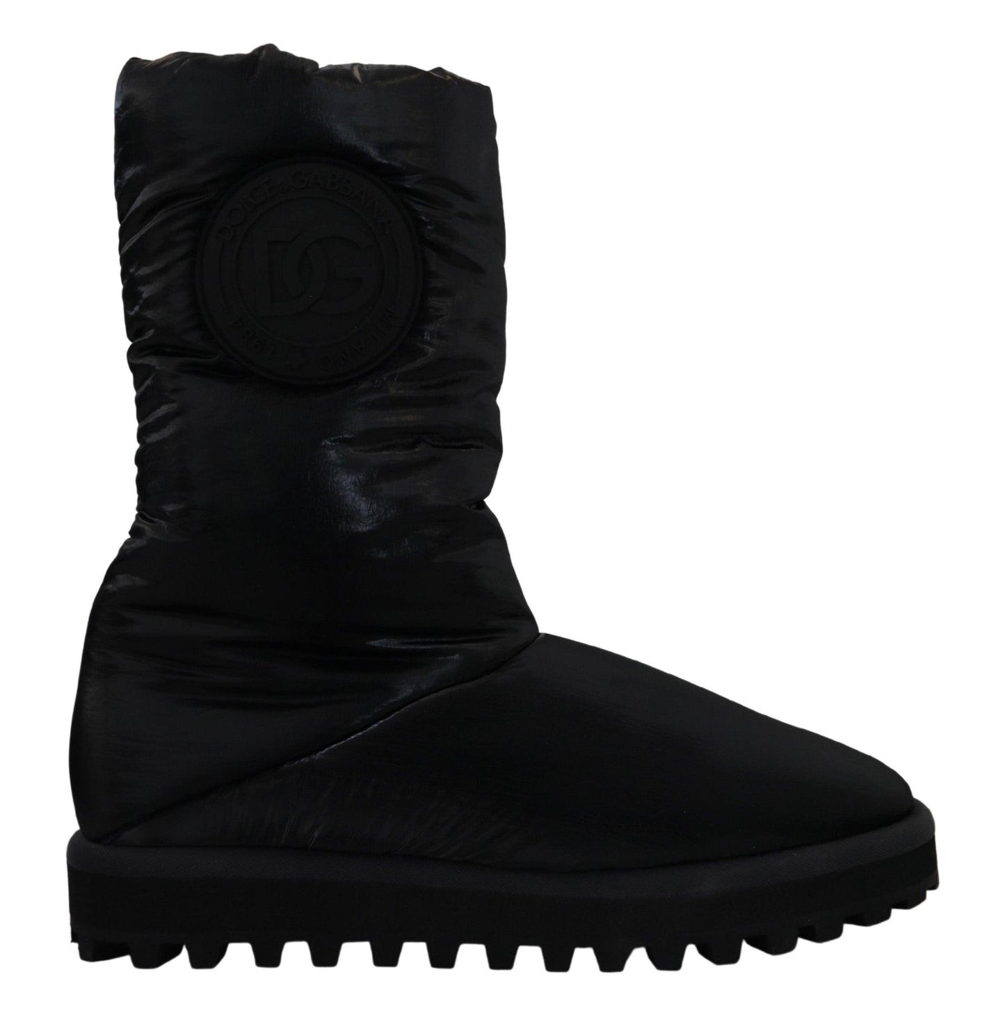 Dolce & Gabbana Elegant Mid-Calf Boots in Black Polyester - Arichezz.store