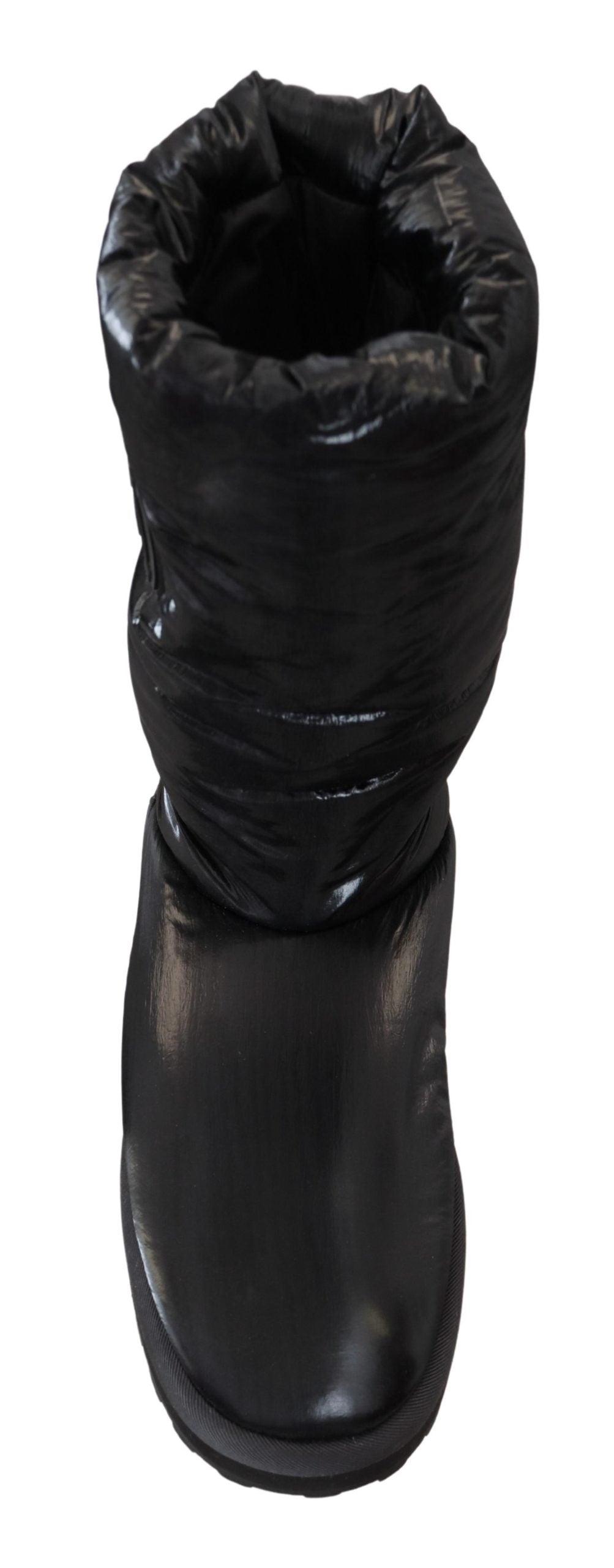 Dolce & Gabbana Elegant Mid-Calf Boots in Black Polyester - Arichezz.store