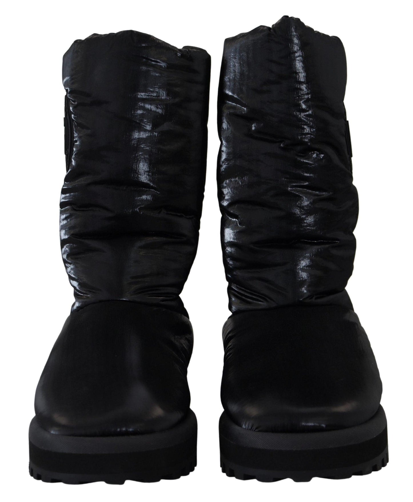 Dolce & Gabbana Elegant Mid-Calf Boots in Black Polyester - Arichezz.store