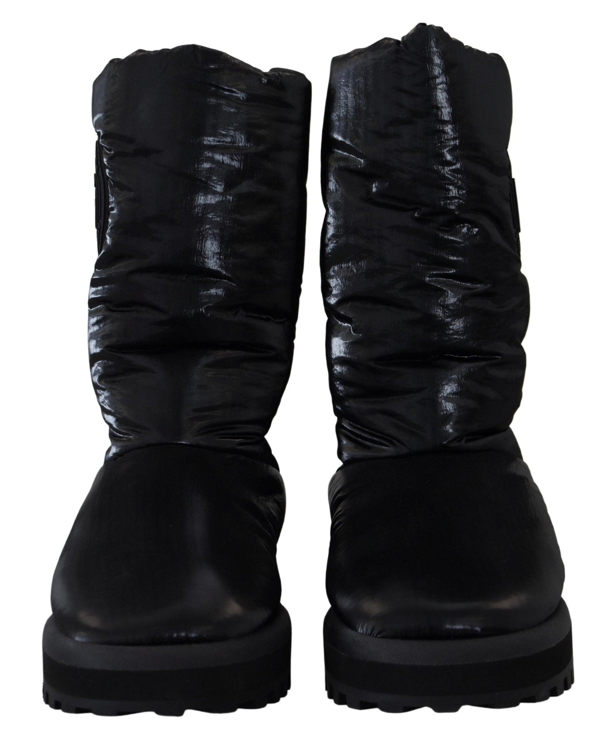 Dolce & Gabbana Elegant Mid-Calf Boots in Black Polyester - Arichezz.store