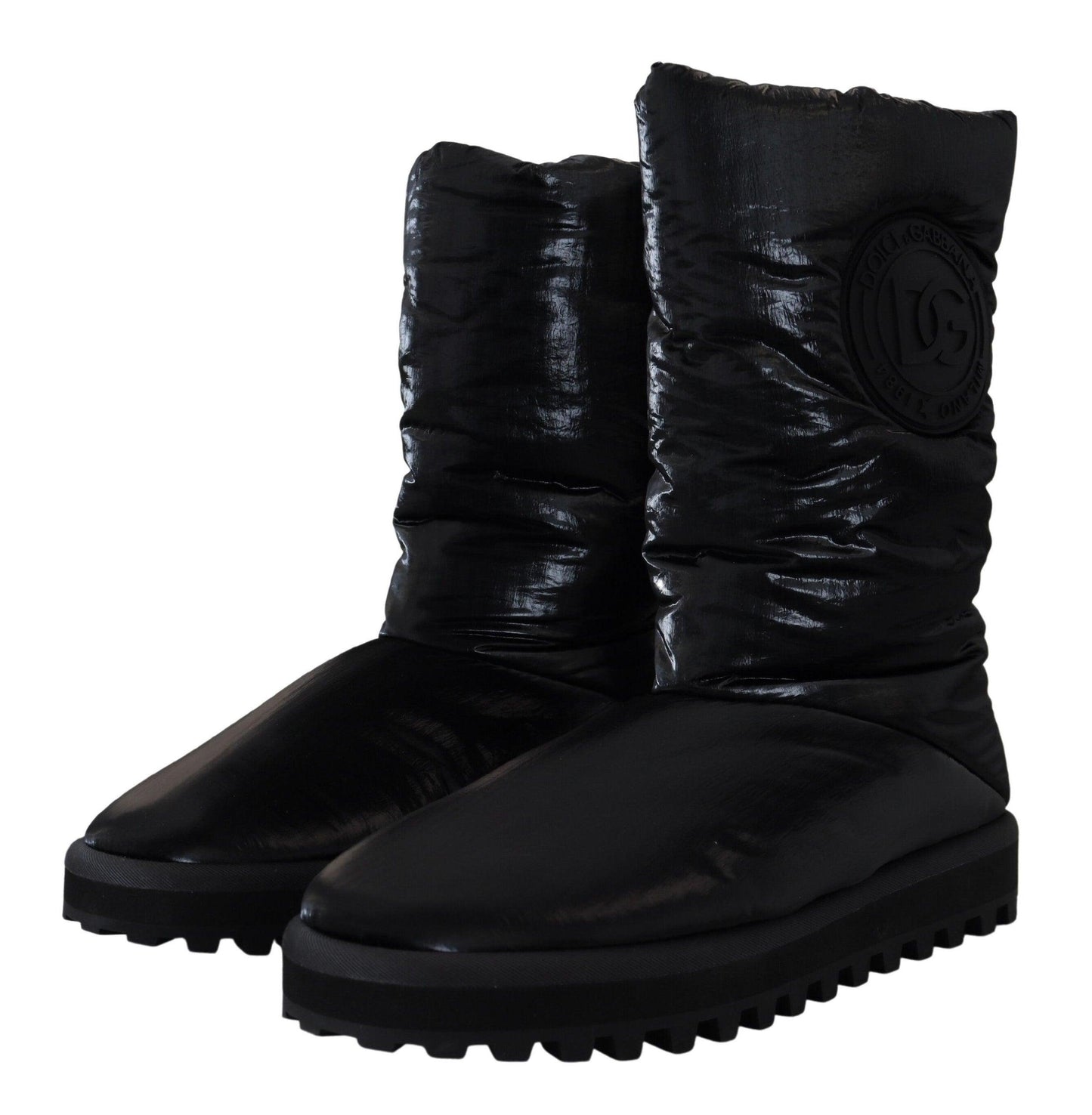 Dolce & Gabbana Elegant Mid-Calf Boots in Black Polyester - Arichezz.store