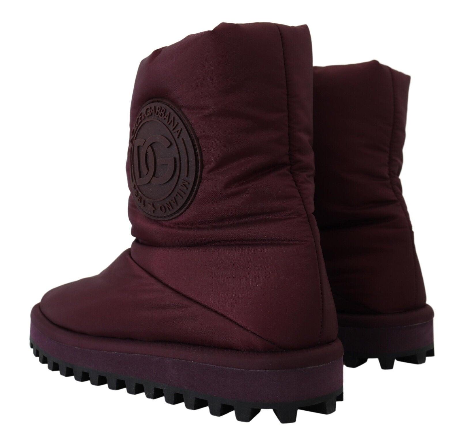 Dolce & Gabbana Elegant Bordeaux Mid Calf Boots - Arichezz.store