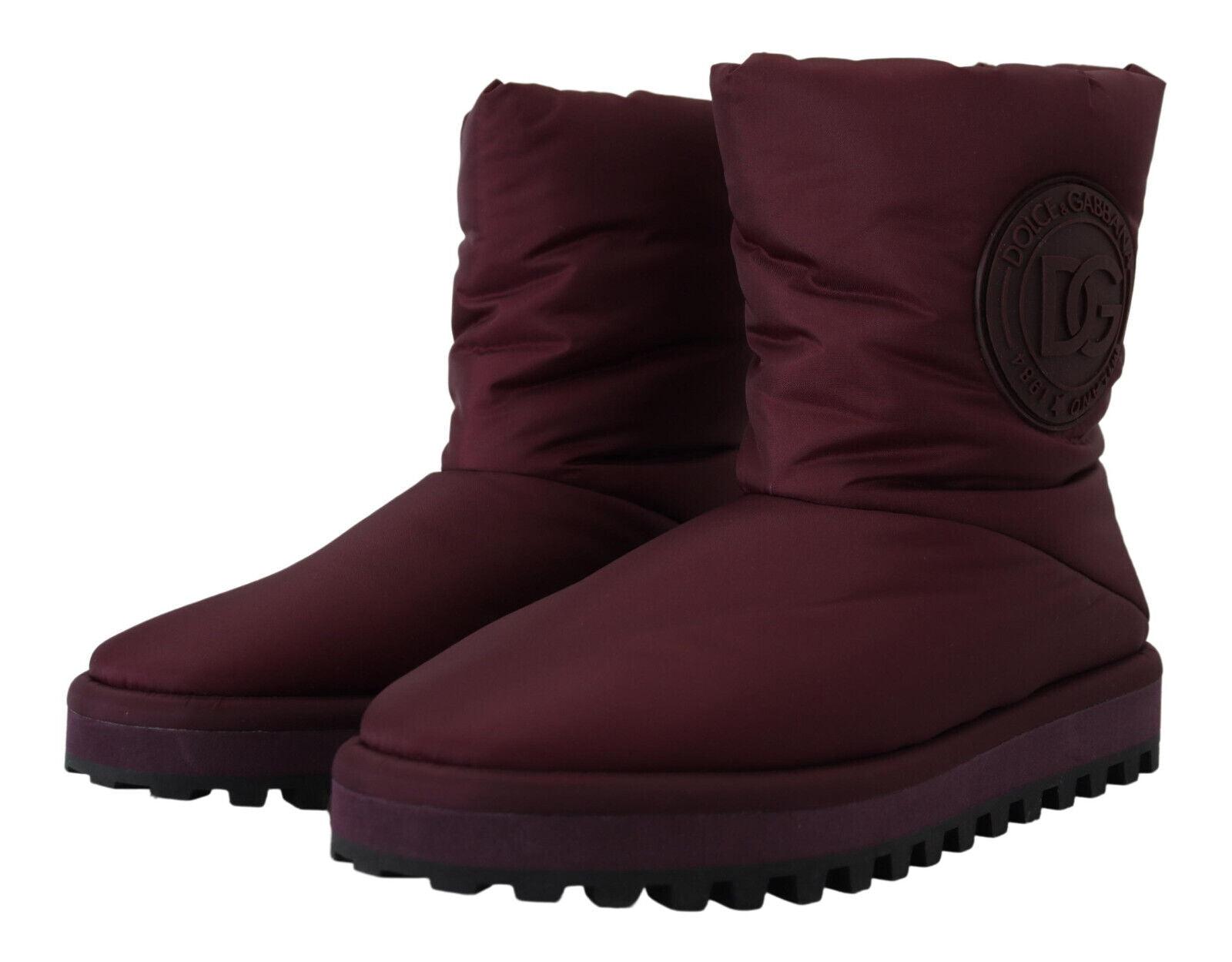 Dolce & Gabbana Elegant Bordeaux Mid Calf Boots - Arichezz.store