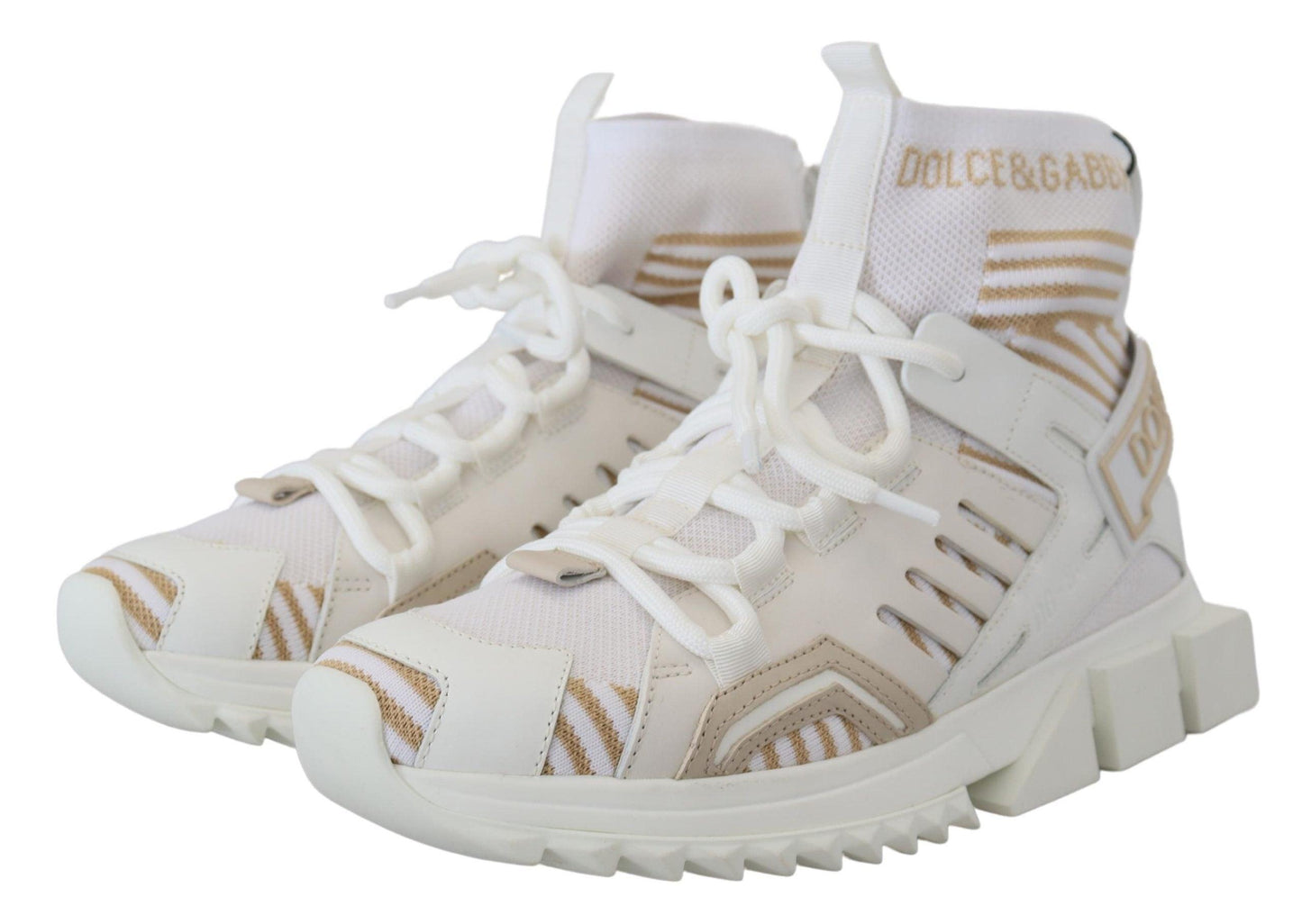 Dolce & Gabbana Elegant White Beige SORRENTO Sneakers - Arichezz.store