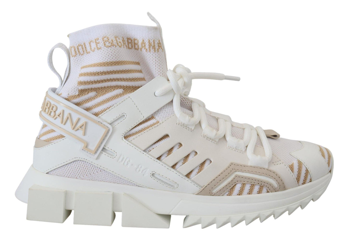 Dolce & Gabbana Elegant White Beige SORRENTO Sneakers - Arichezz.store