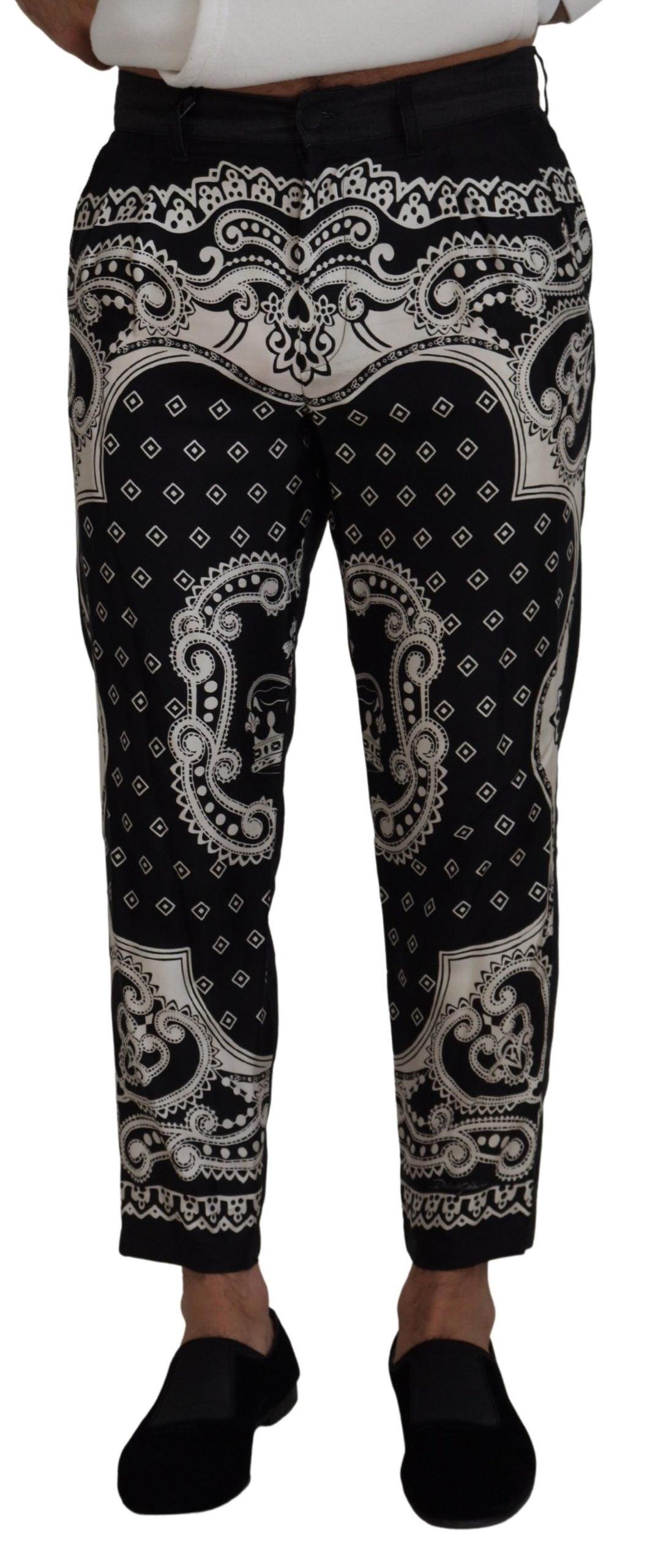 Dolce & Gabbana Elegant Bandana Print Silk-Cotton Pants - Arichezz.store