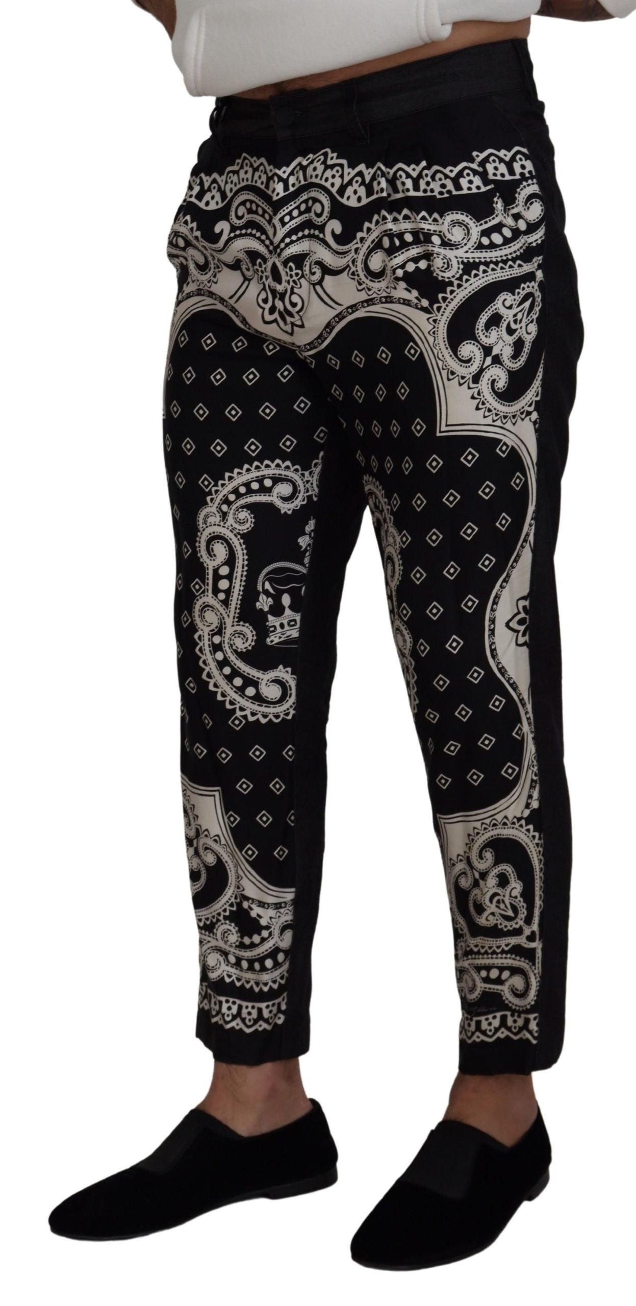 Dolce & Gabbana Elegant Bandana Print Silk-Cotton Pants - Arichezz.store