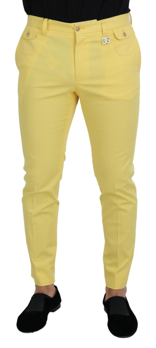 Dolce & Gabbana Sun-Kissed Yellow Cotton Trousers - Arichezz.store