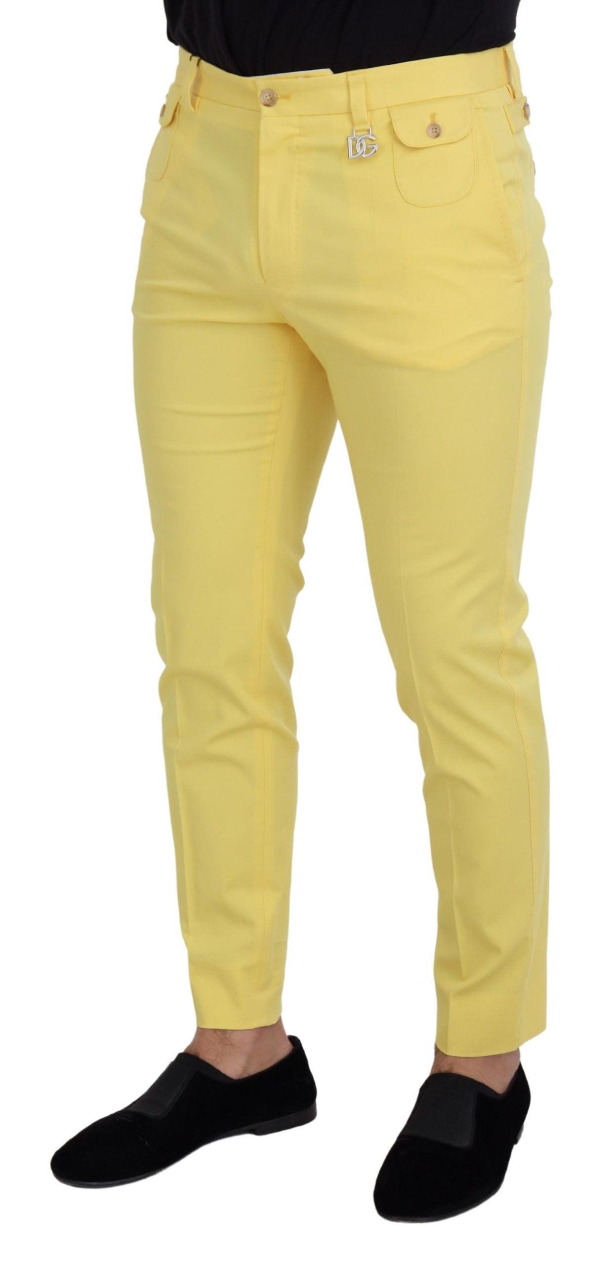 Dolce & Gabbana Sun-Kissed Yellow Cotton Trousers - Arichezz.store