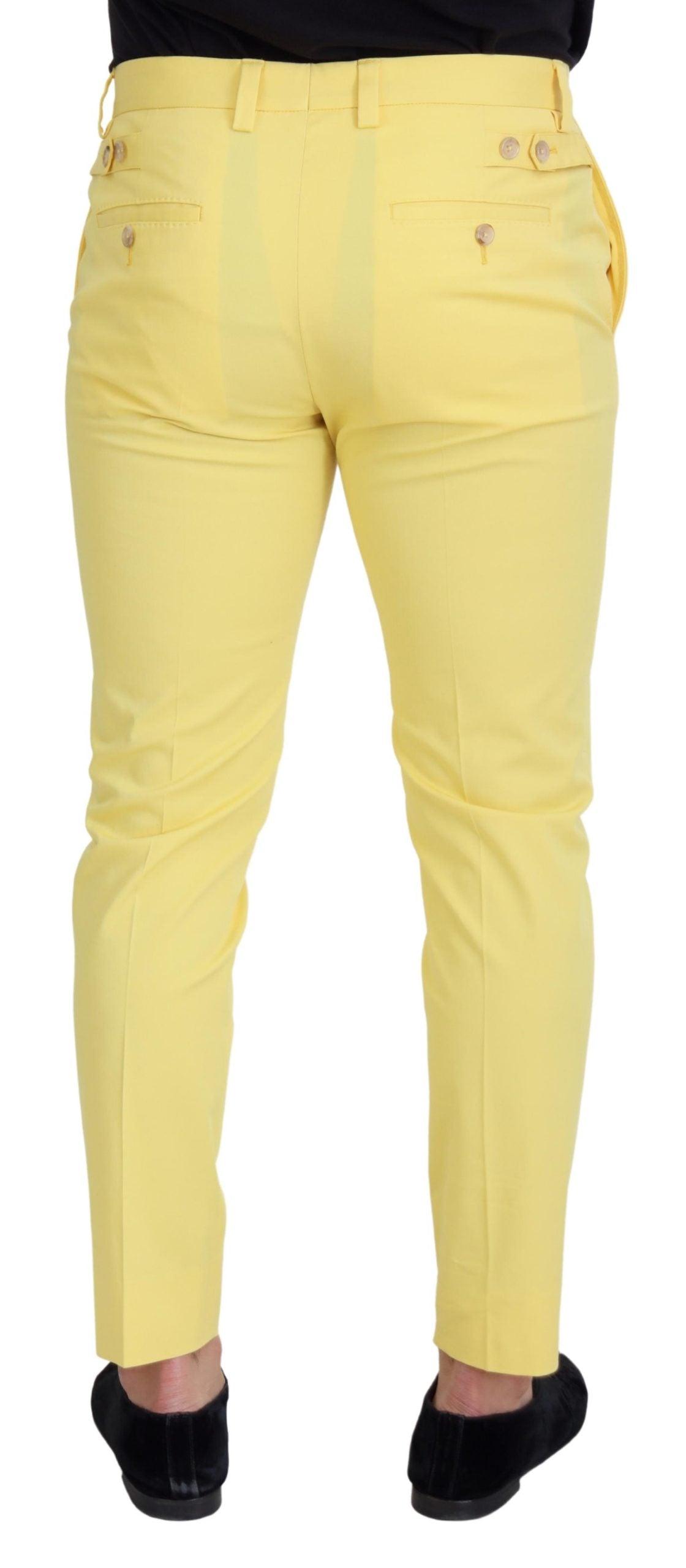 Dolce & Gabbana Sun-Kissed Yellow Cotton Trousers - Arichezz.store