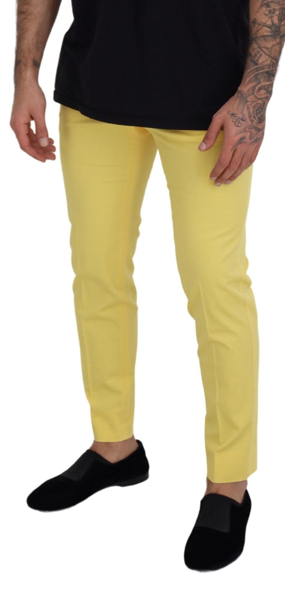 Dolce & Gabbana Sun-Kissed Yellow Cotton Trousers - Arichezz.store