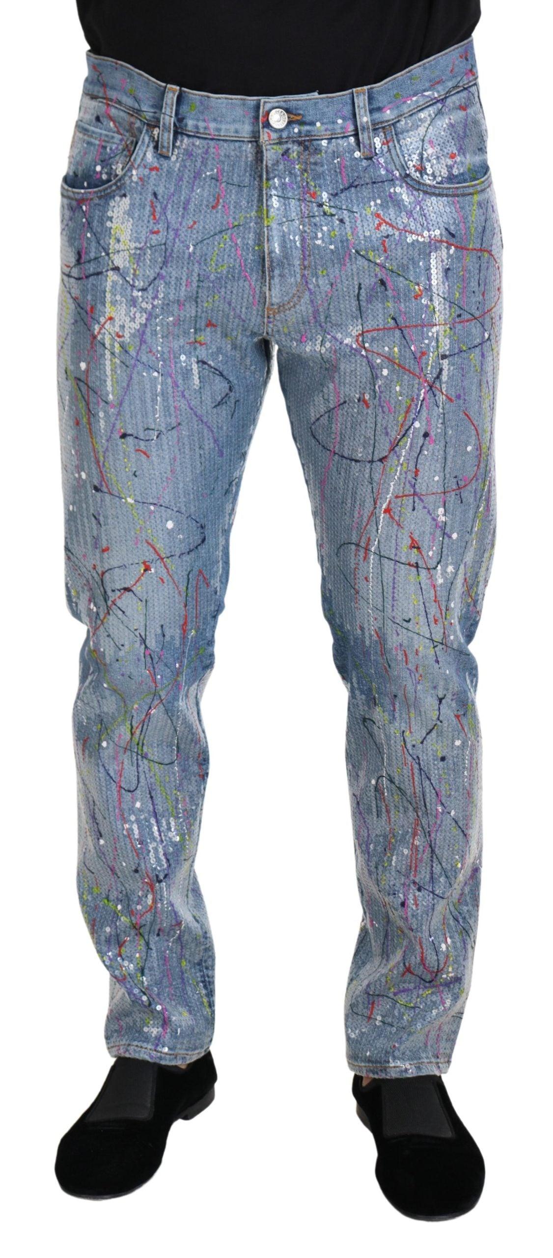 Dolce & Gabbana Exquisite Color Splash Denim Pants - Arichezz.store