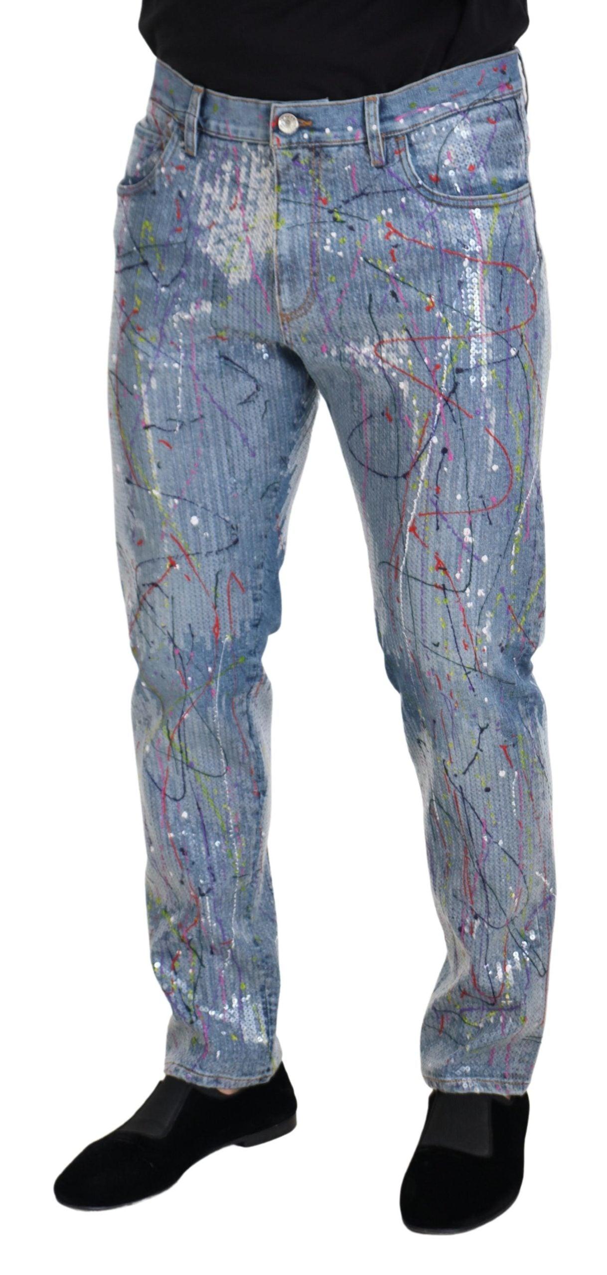 Dolce & Gabbana Exquisite Color Splash Denim Pants - Arichezz.store