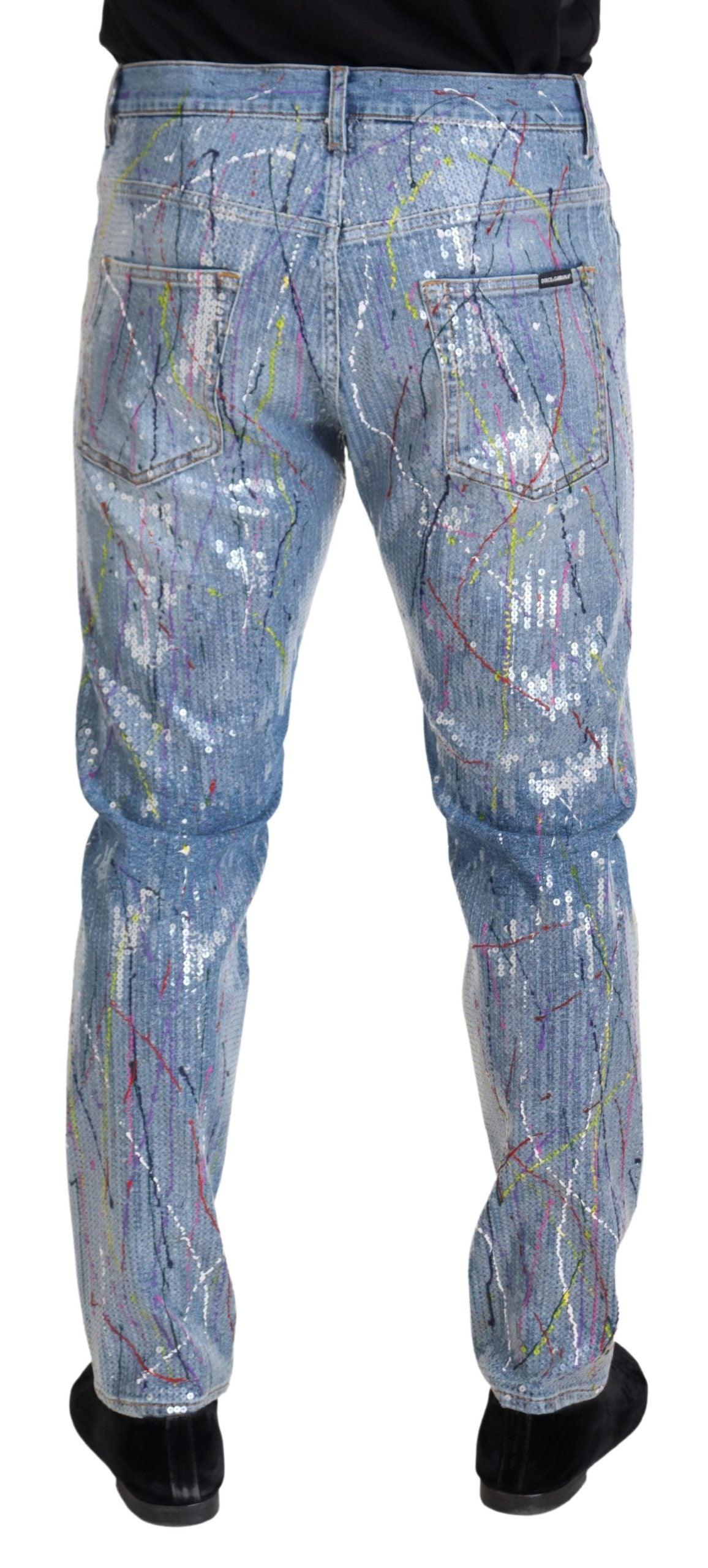 Dolce & Gabbana Exquisite Color Splash Denim Pants - Arichezz.store