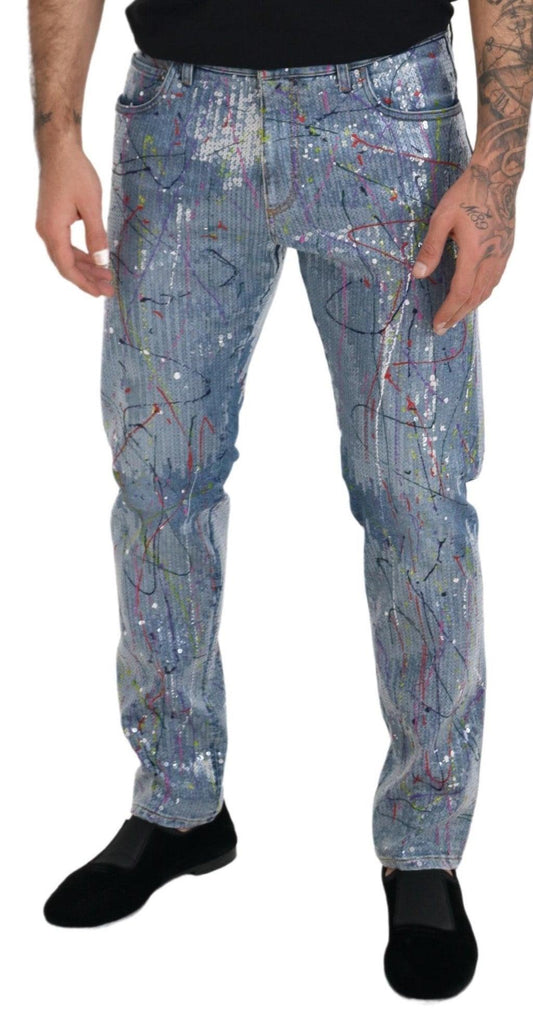 Dolce & Gabbana Exquisite Color Splash Denim Pants - Arichezz.store