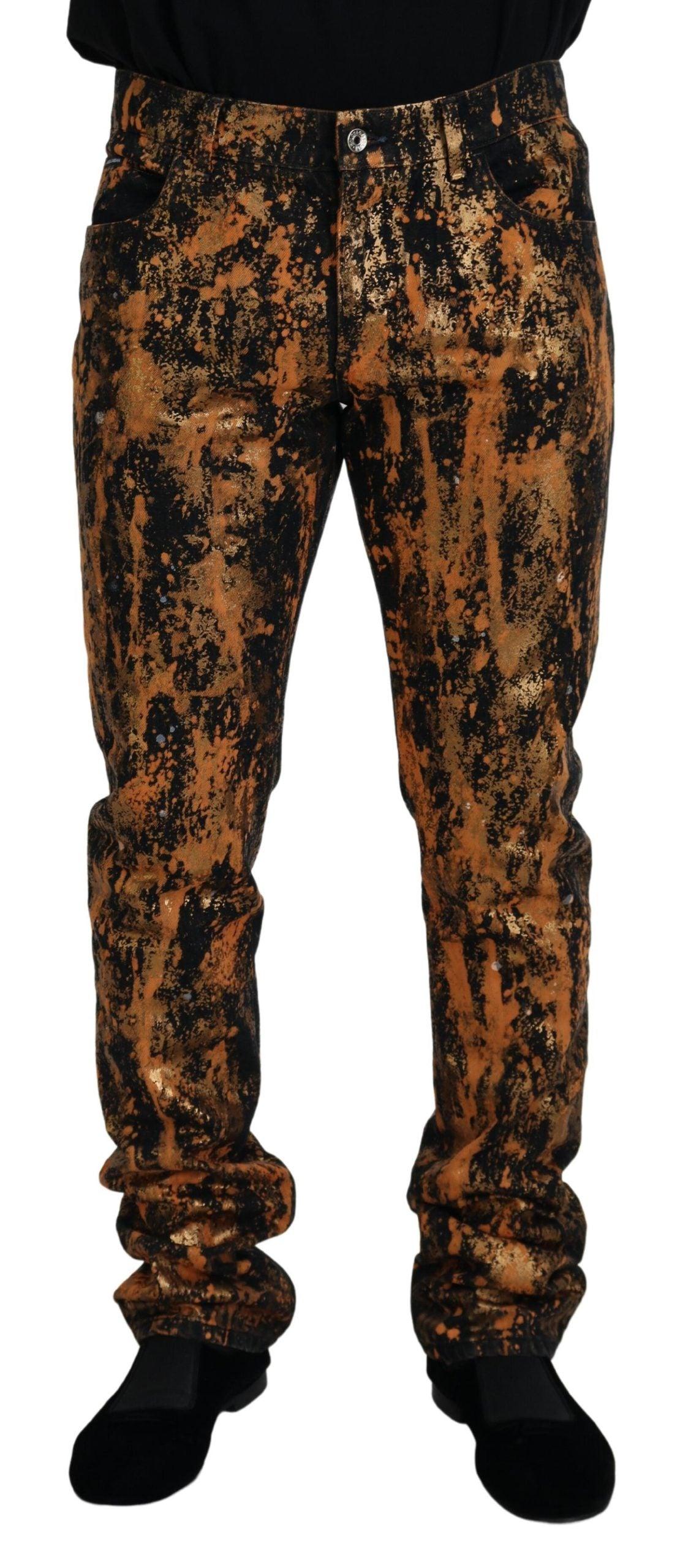 Dolce & Gabbana Golden Ash Cotton Denim Pants - Arichezz.store