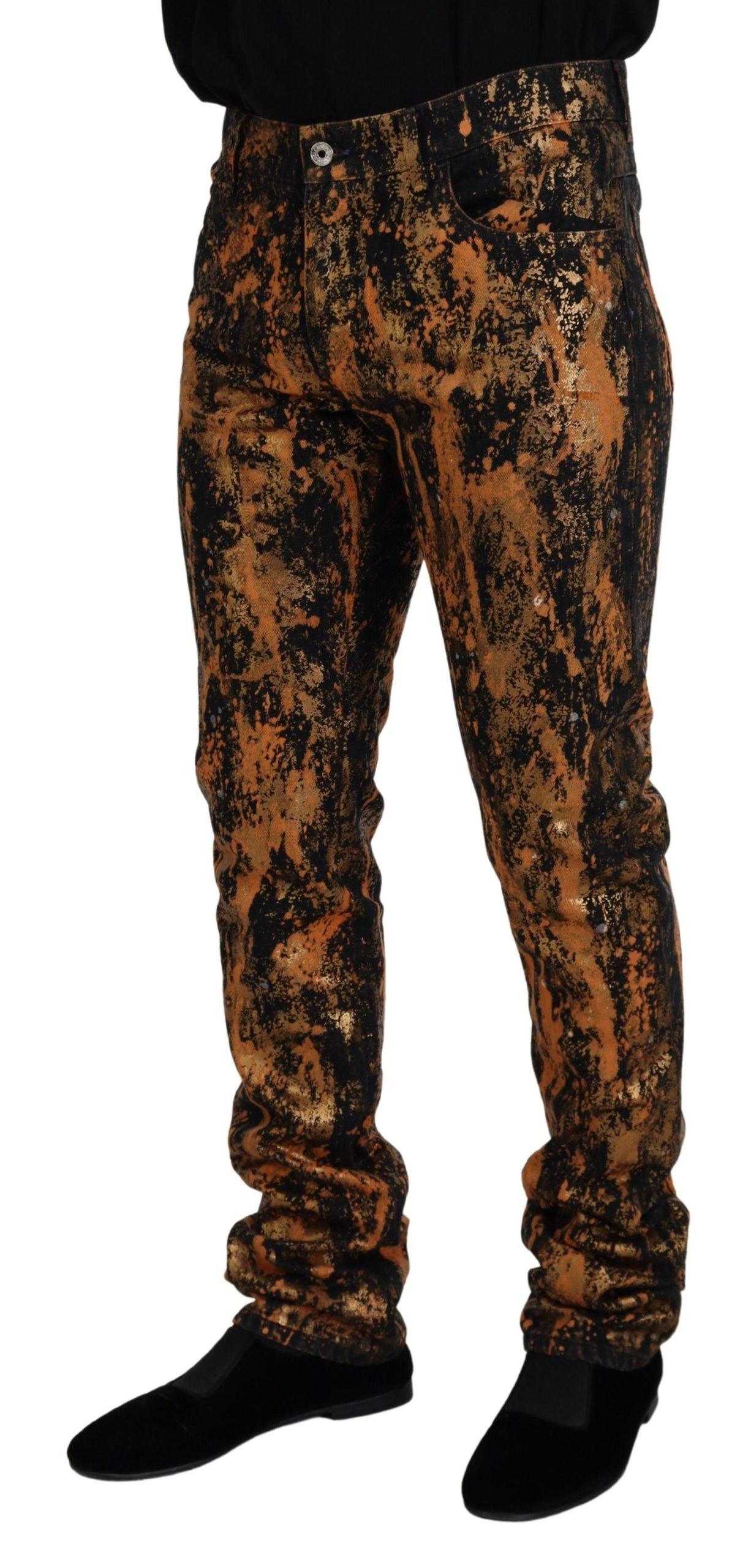 Dolce & Gabbana Golden Ash Cotton Denim Pants - Arichezz.store