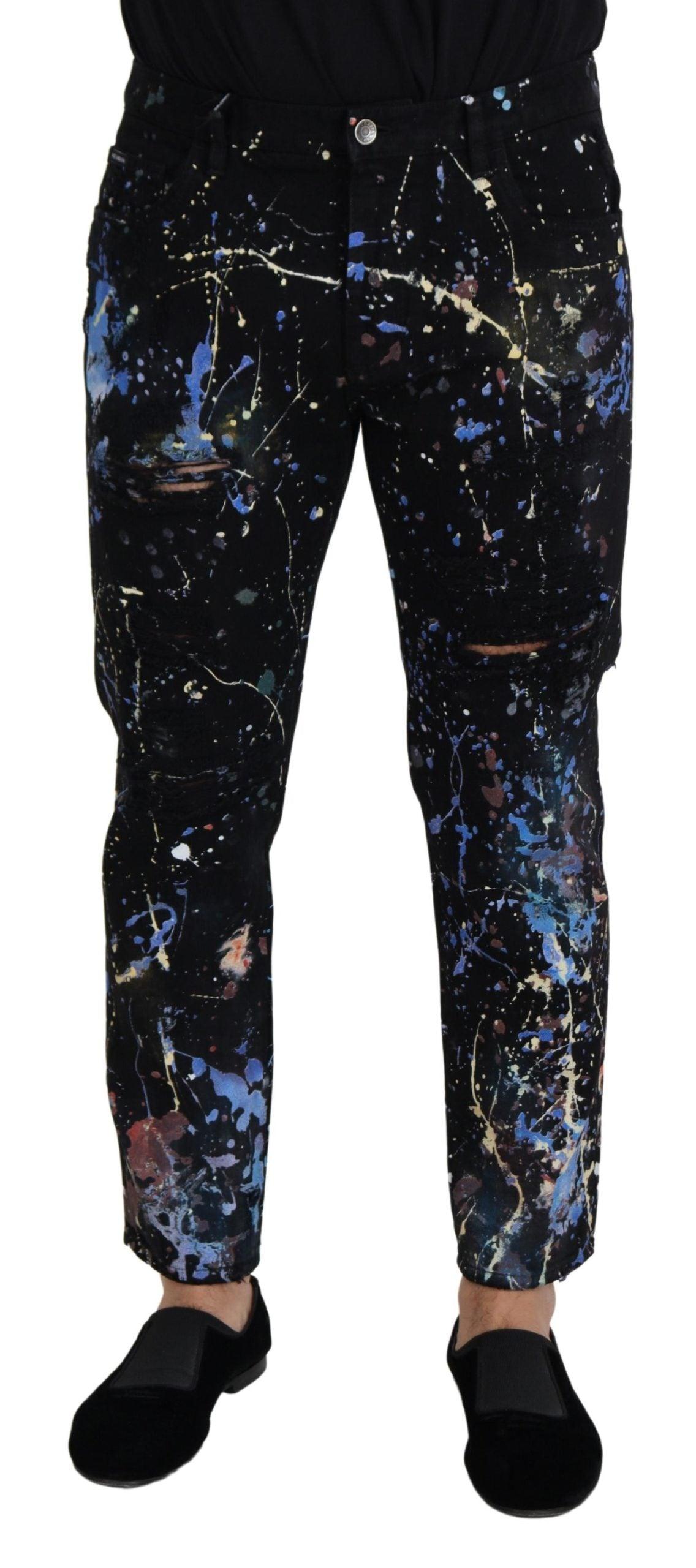 Dolce & Gabbana Exquisite Color Splash Print Denim Pants - Arichezz.store