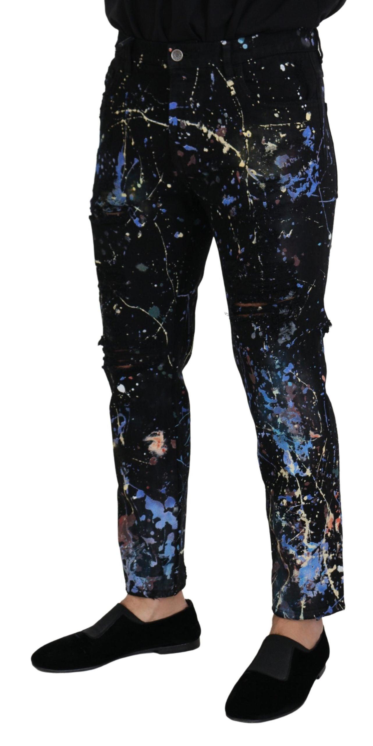 Dolce & Gabbana Exquisite Color Splash Print Denim Pants - Arichezz.store