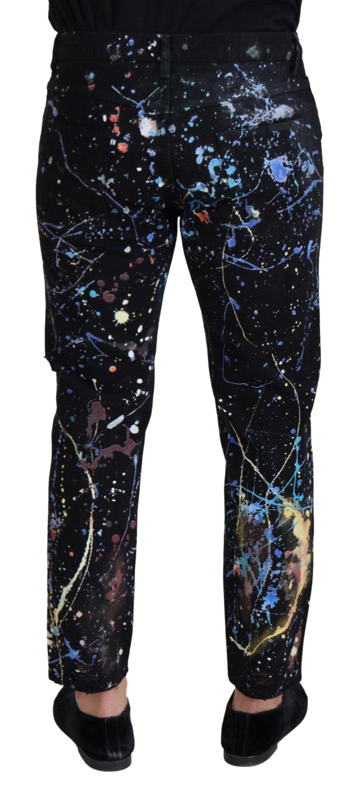 Dolce & Gabbana Exquisite Color Splash Print Denim Pants - Arichezz.store