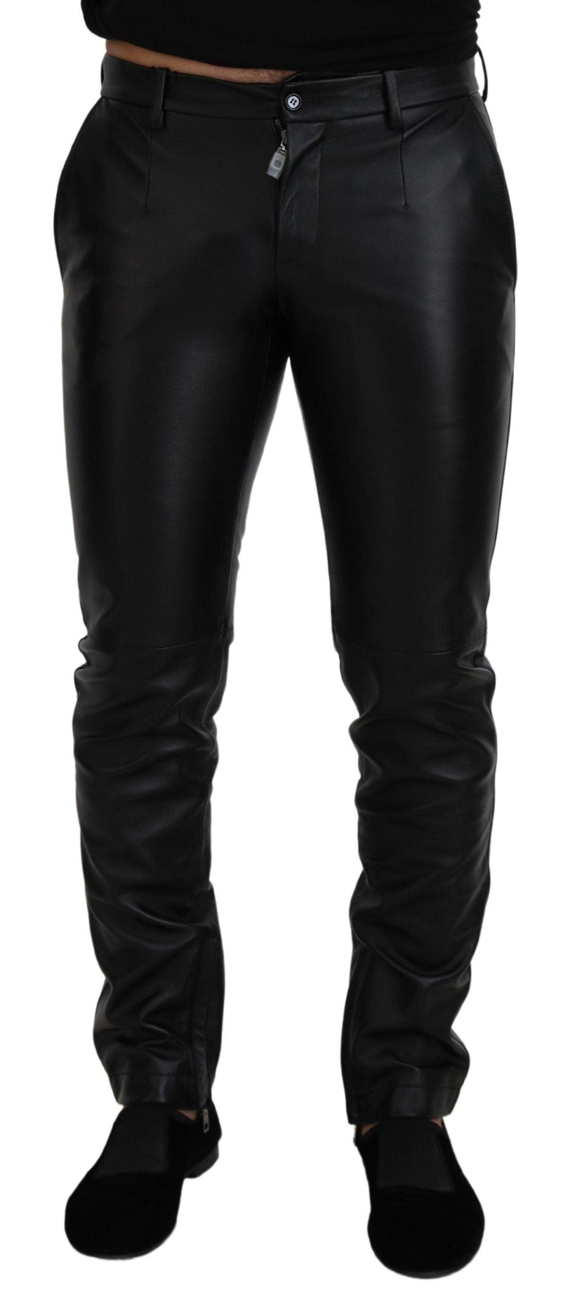 Dolce & Gabbana Elegant Black Agnello Trousers for Men - Arichezz.store