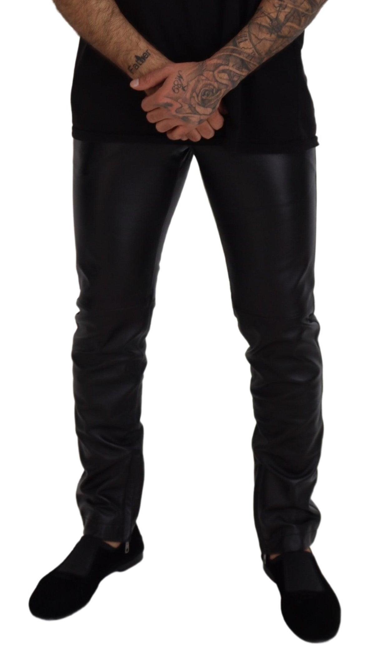 Dolce & Gabbana Elegant Black Agnello Trousers for Men - Arichezz.store